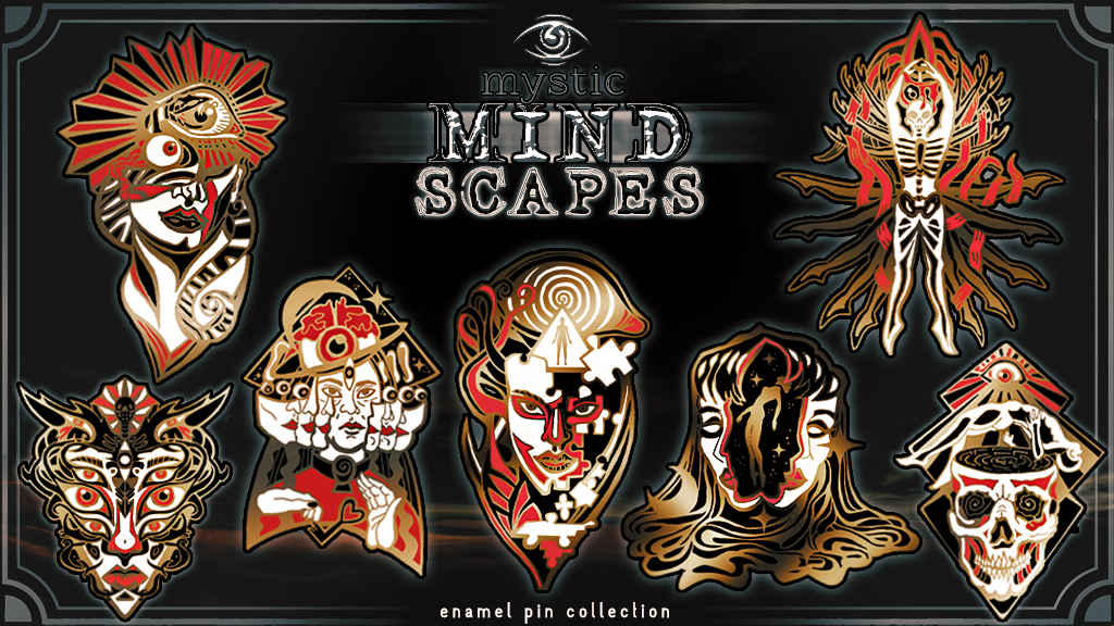 Mystic Mindscapes - an enamel pin collection