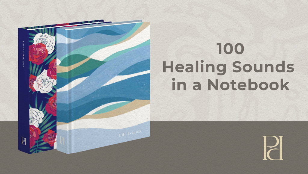 100 healing sounds in a notebook