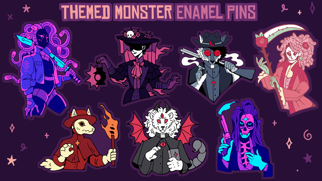 Themed Monster Enamel Pins