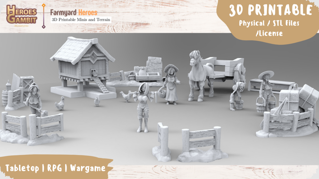 Farm Girl Heroes - 3D Printable Miniatures | Resin STL Format