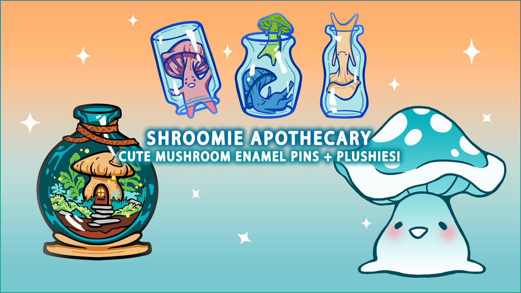 Shroomie Apothecary - Mushroom Enamel Pins & Plushies