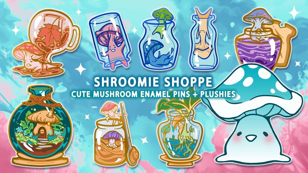 Shroomie Shoppe - Mushroom Enamel Pins & Plushies