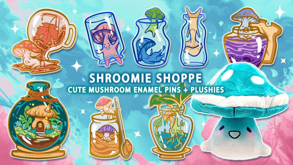 Shroomie Shoppe - Mushroom Enamel Pins & Plushies