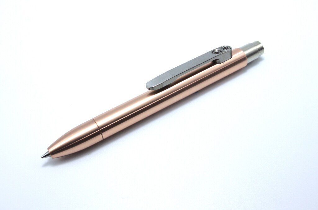 Mejiro Mini Click Pen: Billet Titanium Clip Standard, Pilot G2 Mini Included