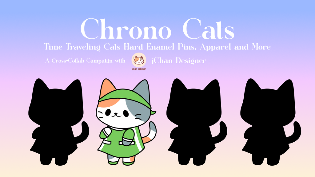 Chrono Cats: A collection of time traveling cats hard enamel pins, apparel and more!