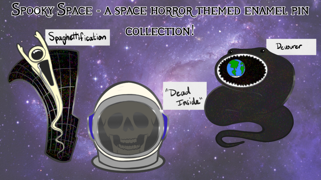 Spooky Space - a space horror themed gacha enamel pin collection