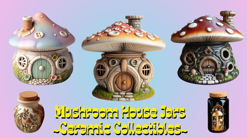 Mushroom House Jars ~Ceramic Collectibles~