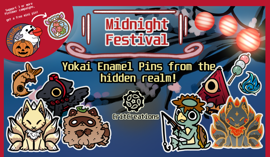 Midnight Festival - Yokai Enamel Pins From a Hidden Realm