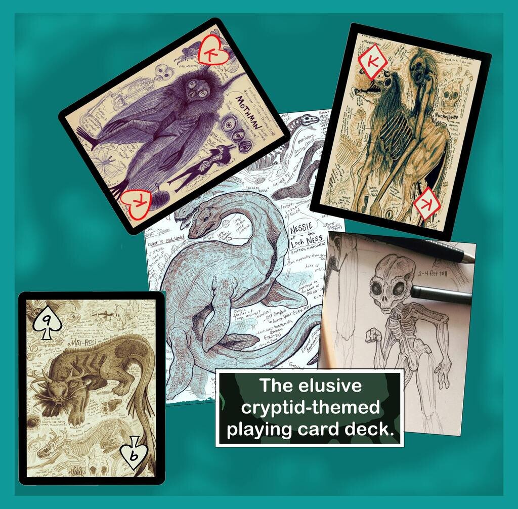 Playing Card Deck: Victorian Cryptozoology Field Journal