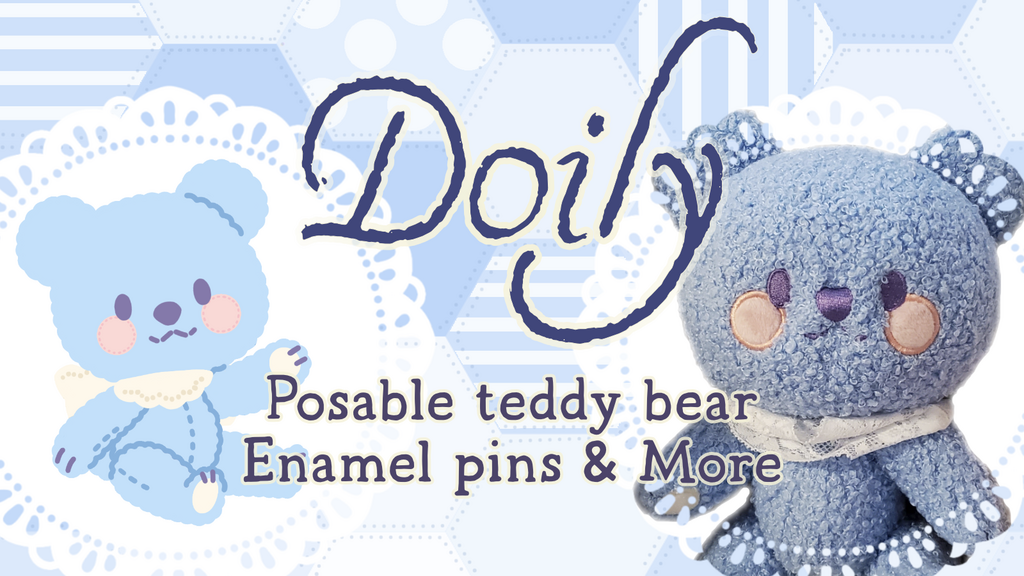 Doily - Posable Teddybear & Pins