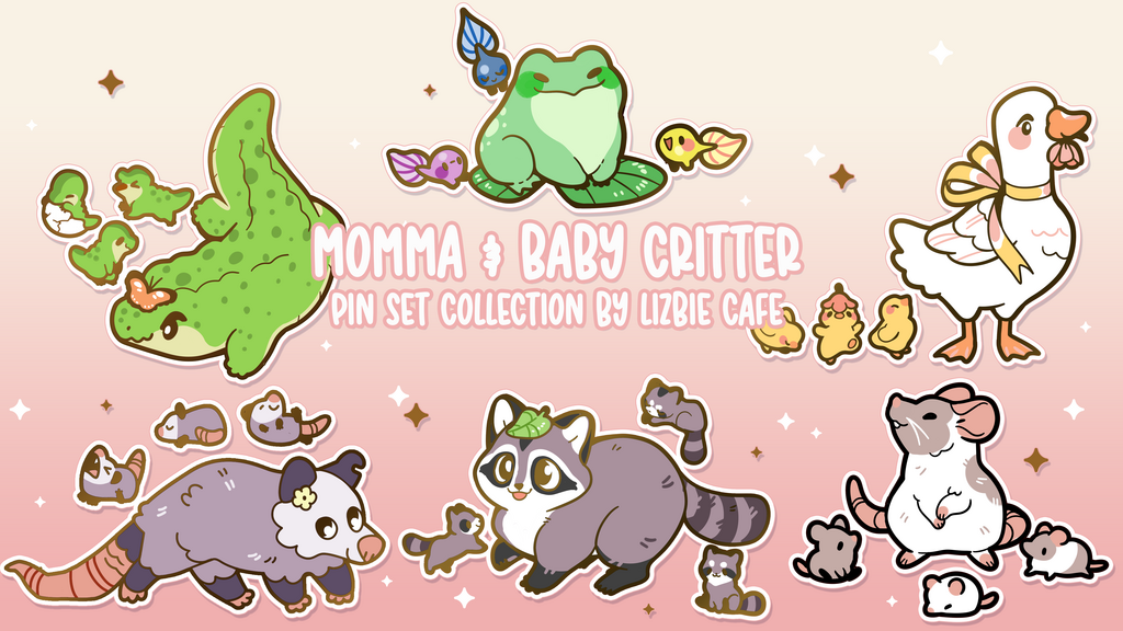 Momma & Baby Critter Pin Sets