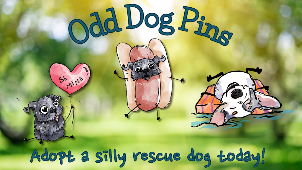 Odd Dog Pins- Quirky Pins for Silly Rescue Dogs