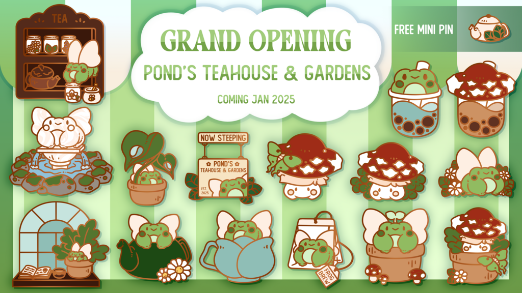 Pond's Teahouse and Gardens - An Enamel Pin Collection