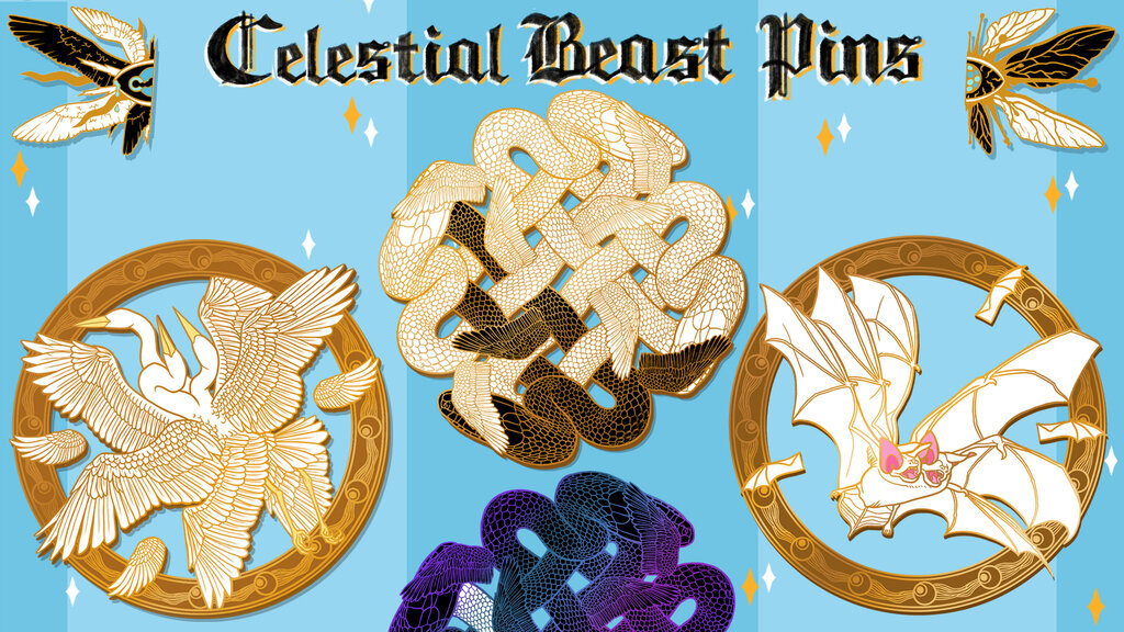 Celestial Beasts Enamel Pin Collection