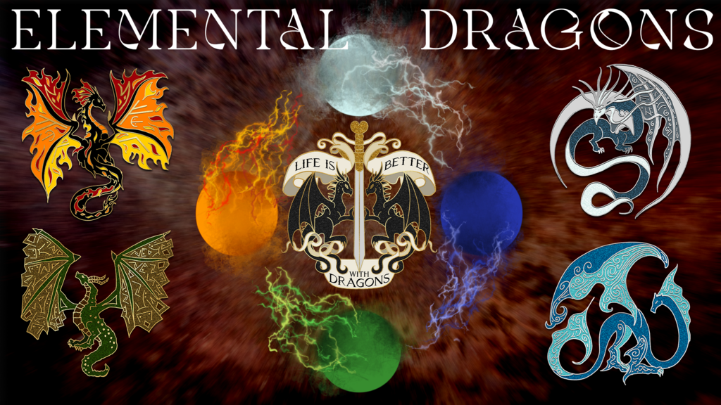 Elemental Dragons: Life is Better with Dragons Enamel Pins