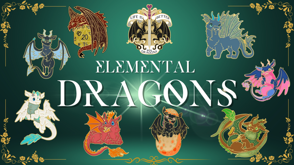 Elemental Dragons Enamel Pins