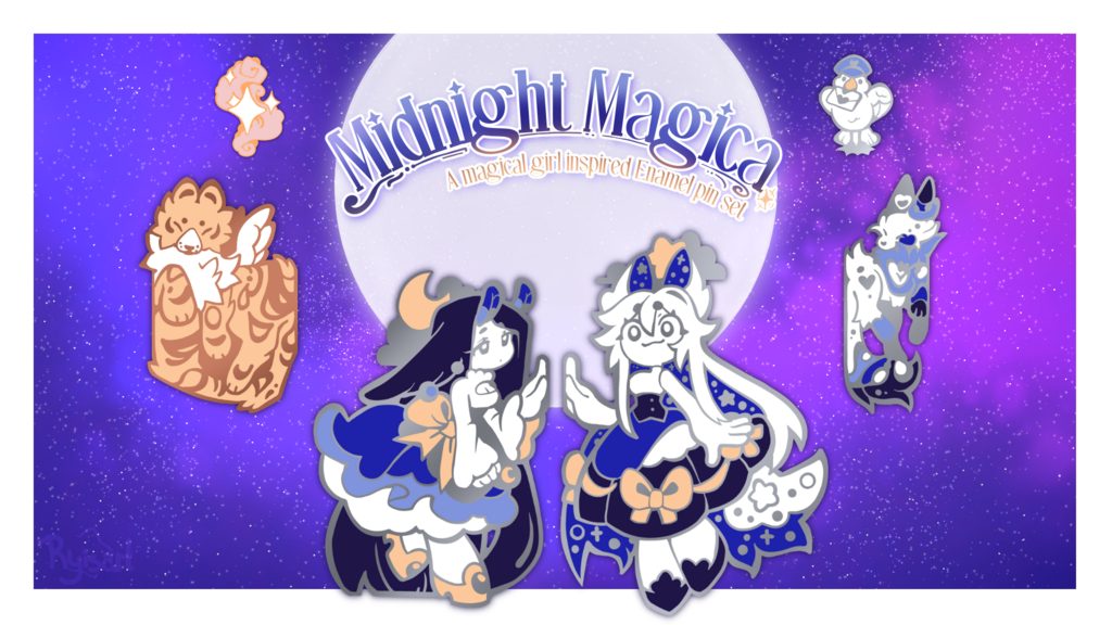 Midnight Magica - A Magical Girl inspired Enamel Pin set