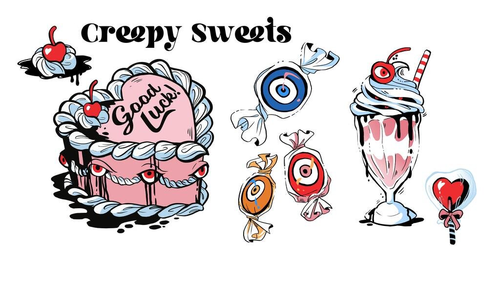 Creepy and Sweet Enamel Pins