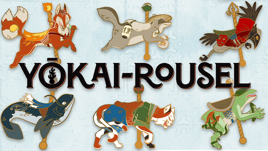 Yōkai-rousel Pins! Japanese yōkai in classic carousel form