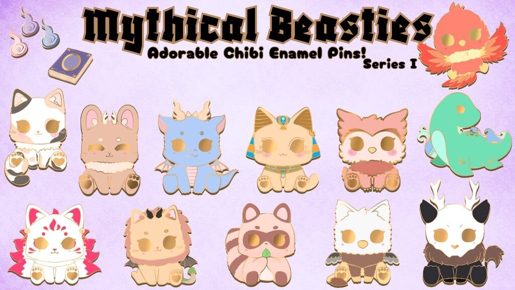 Mythical Beasties: Adorable Chibi Hard Enamel Pins