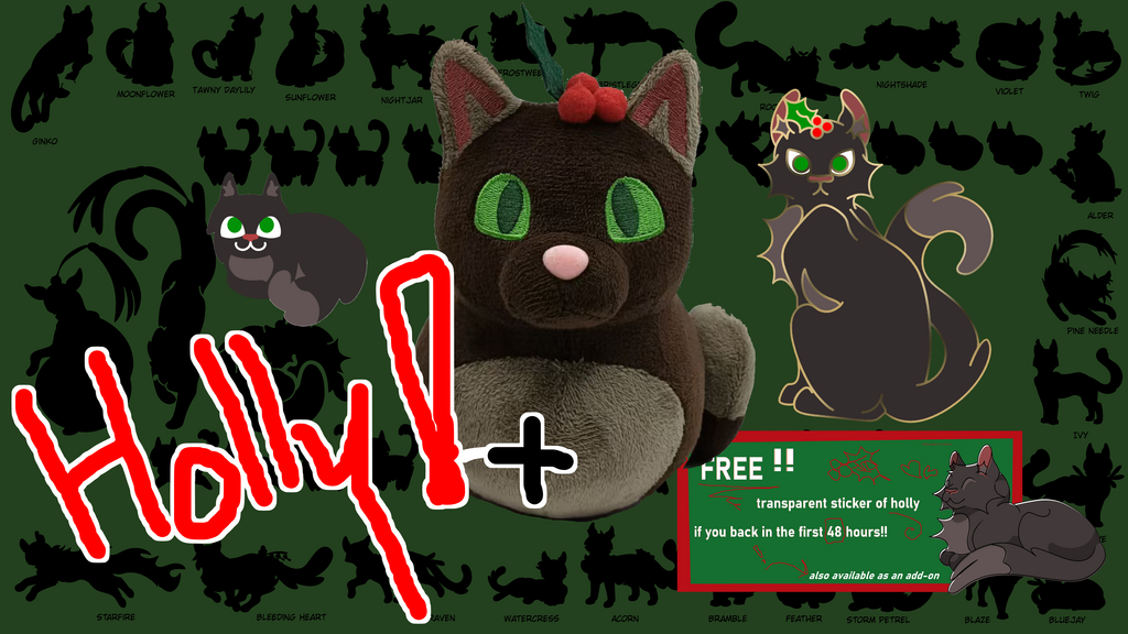 Holly Muffin Cat Pins and Plush!