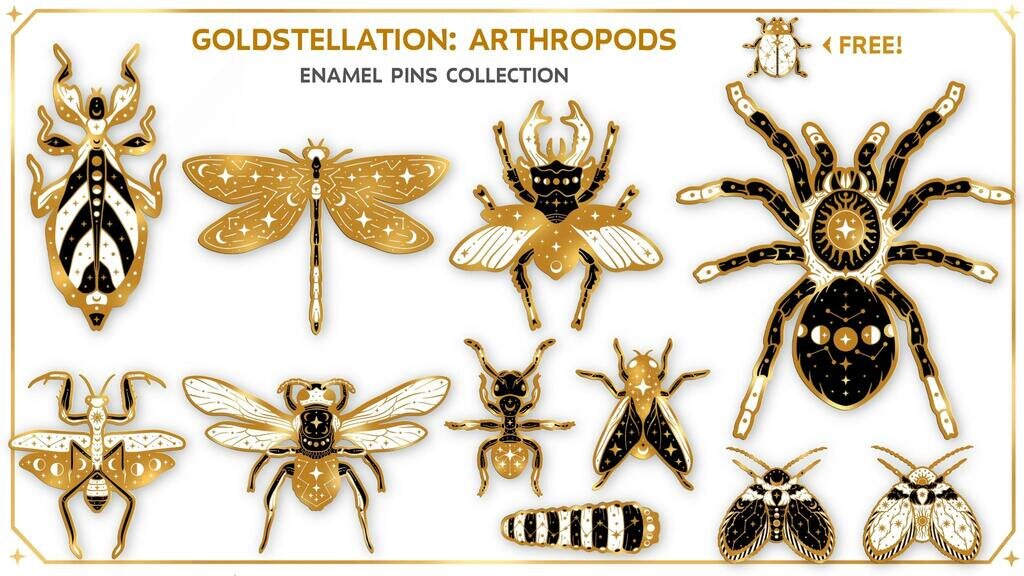 Goldstellation: Arthropods Enamel Pins