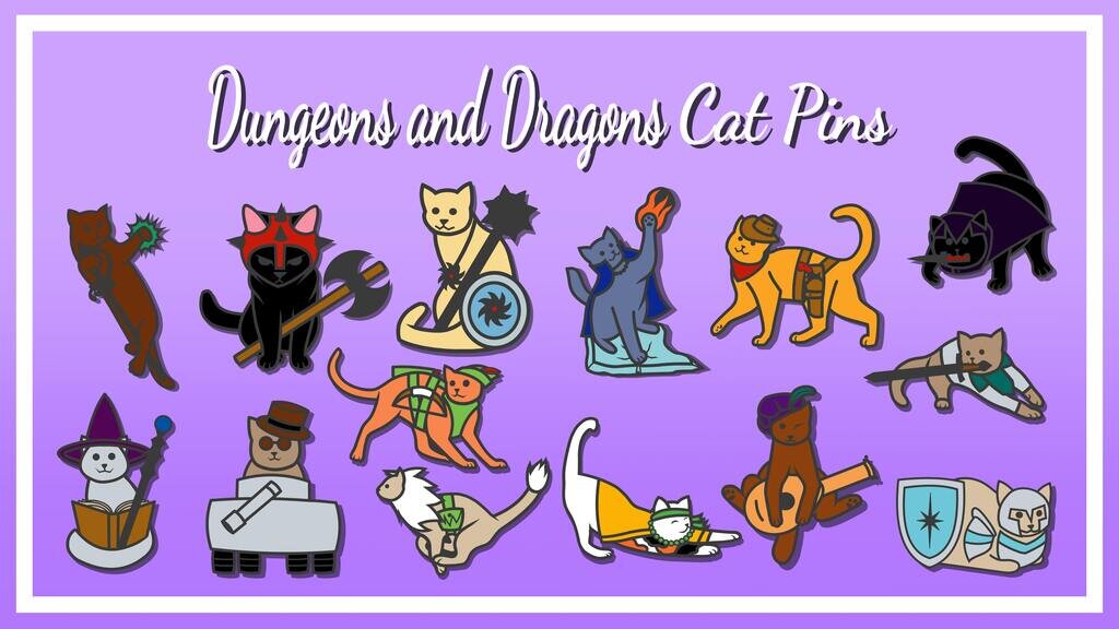 Dungeons and Dragons Cat Pins