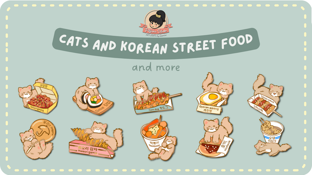 Cats & Korean Street food Enamel Pins 🍜🐾🐱