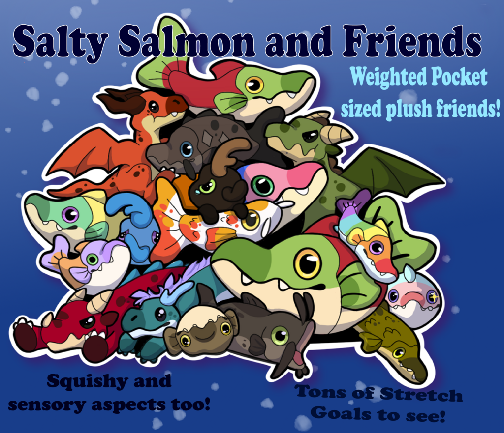 Salty Salmon and Friends! Weighted plush toys!