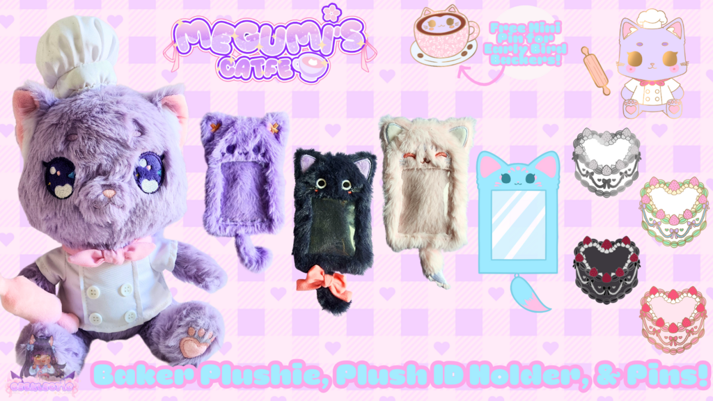 Megumi's Catfe: Baker Plushie, Pins, & Plushie ID's