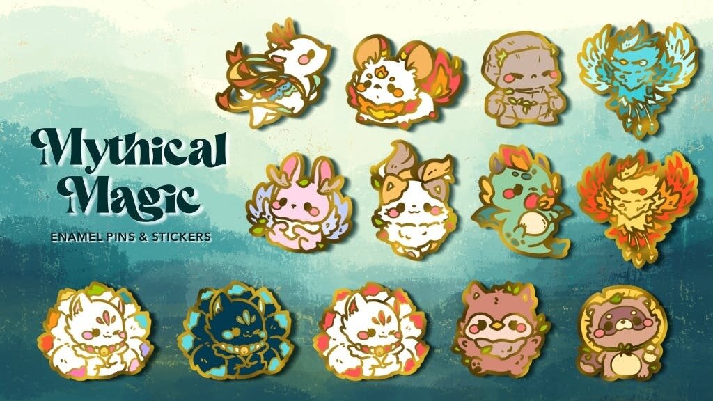 Mythical Magic Creatures Enamel Pins and Stickers