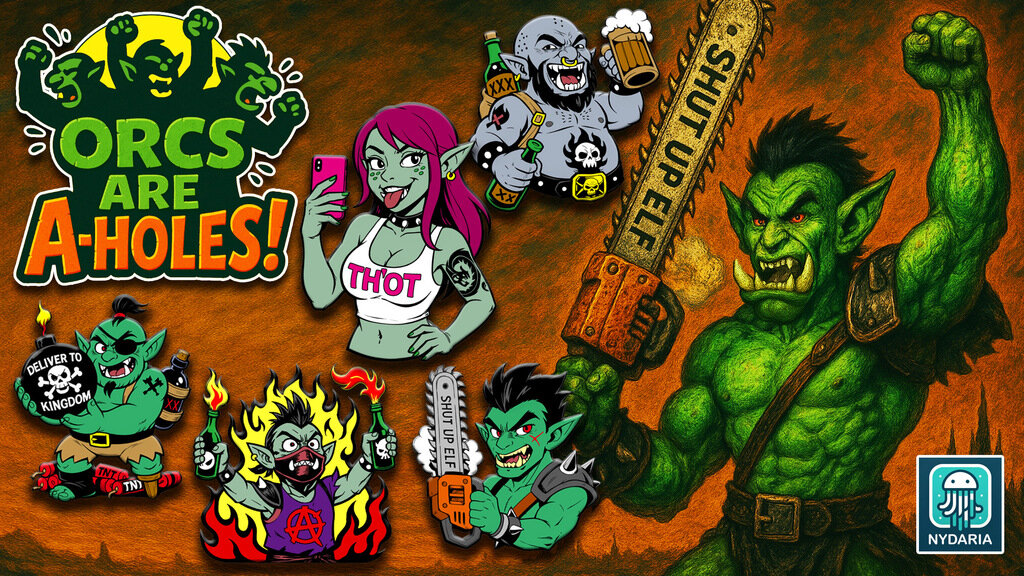 Orcs are A-HOLES! TTRPG Inspired Enamel Pin Set