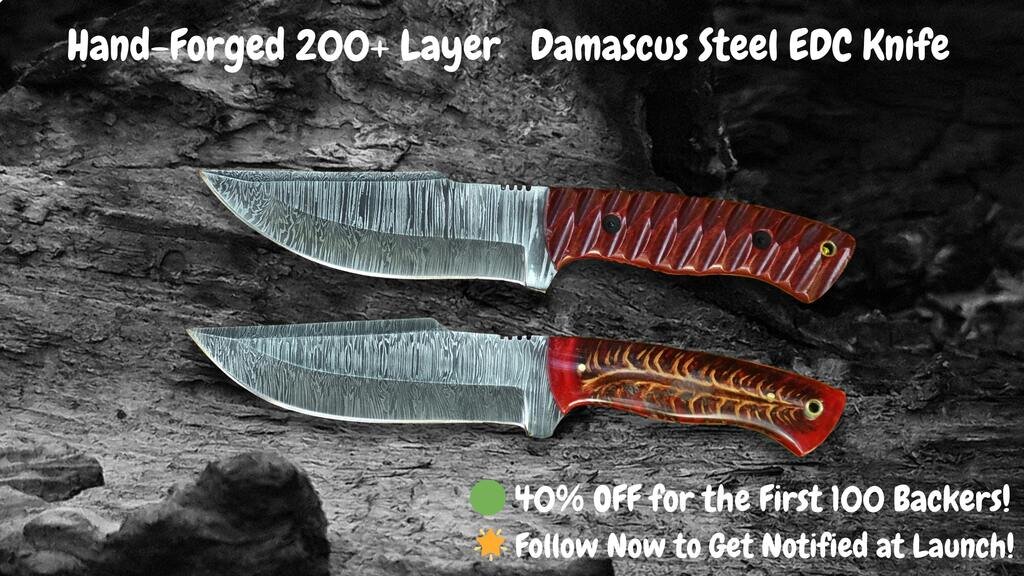Hand-Forged Damascus Steel EDC Knife