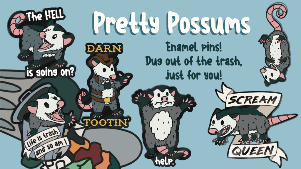 Pretty Possum Party Pins