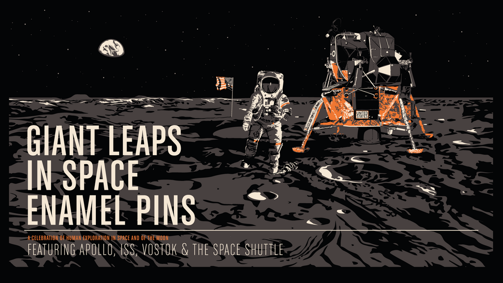 Giant Leaps in Space Enamel Pin Set
