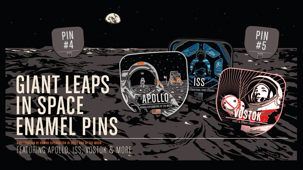 Giant Leaps in Space Enamel Pin Set