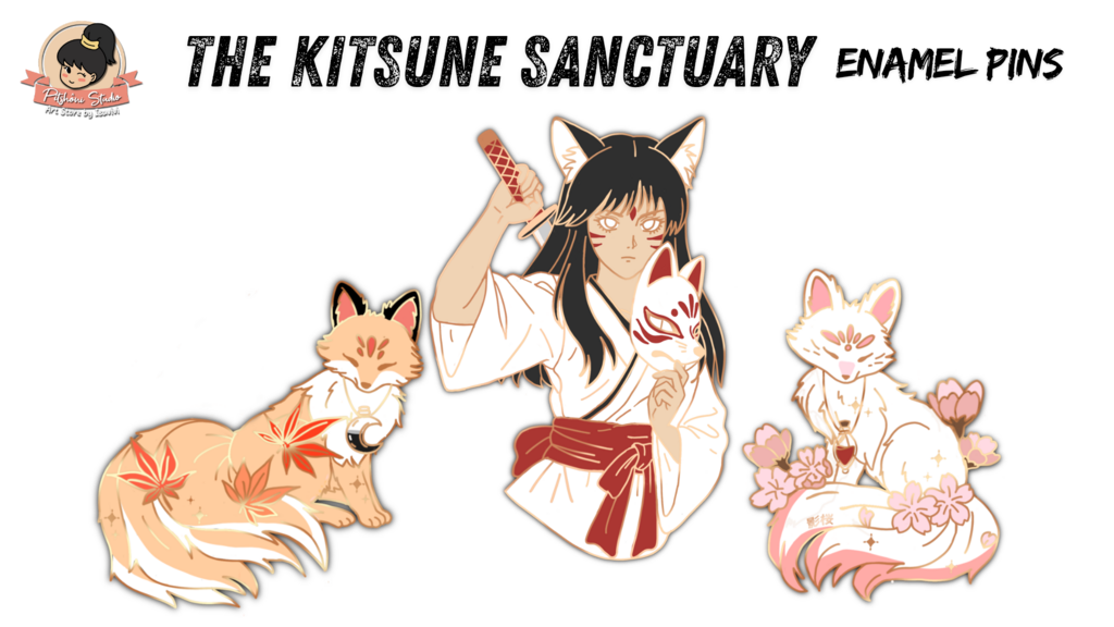🦊🌸 🍁The Kistune Sanctuary Enamel Pins 📿⛩️💮