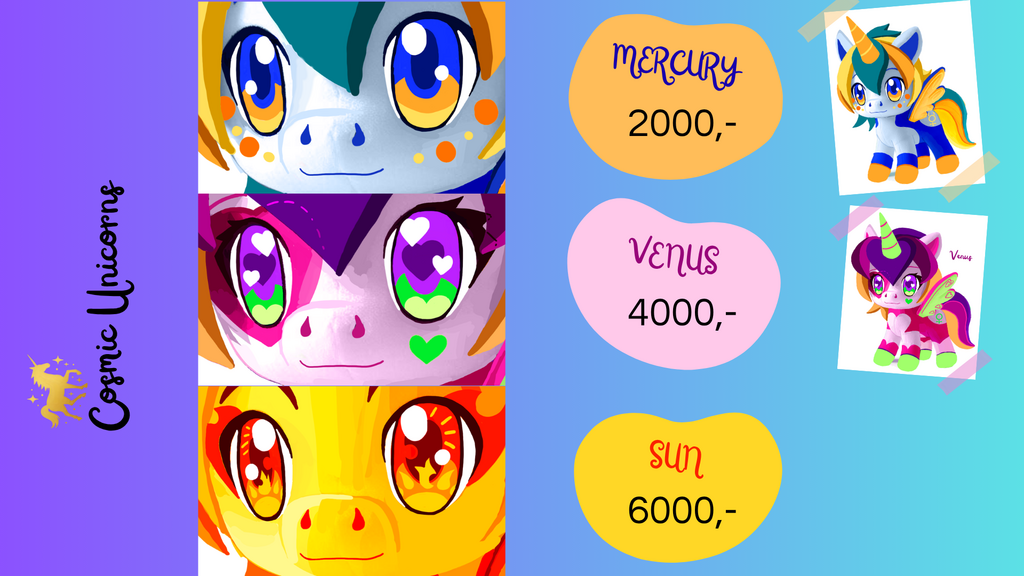 Cosmic Unicorns – Plushies and Pins
