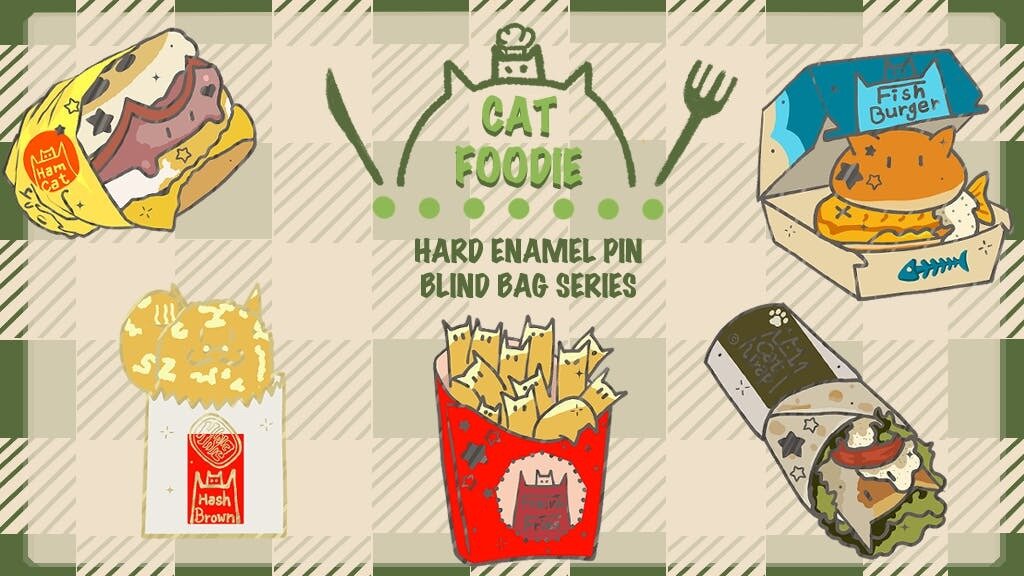 Cat & Fast Food Hard Enamel Pin 🍟
