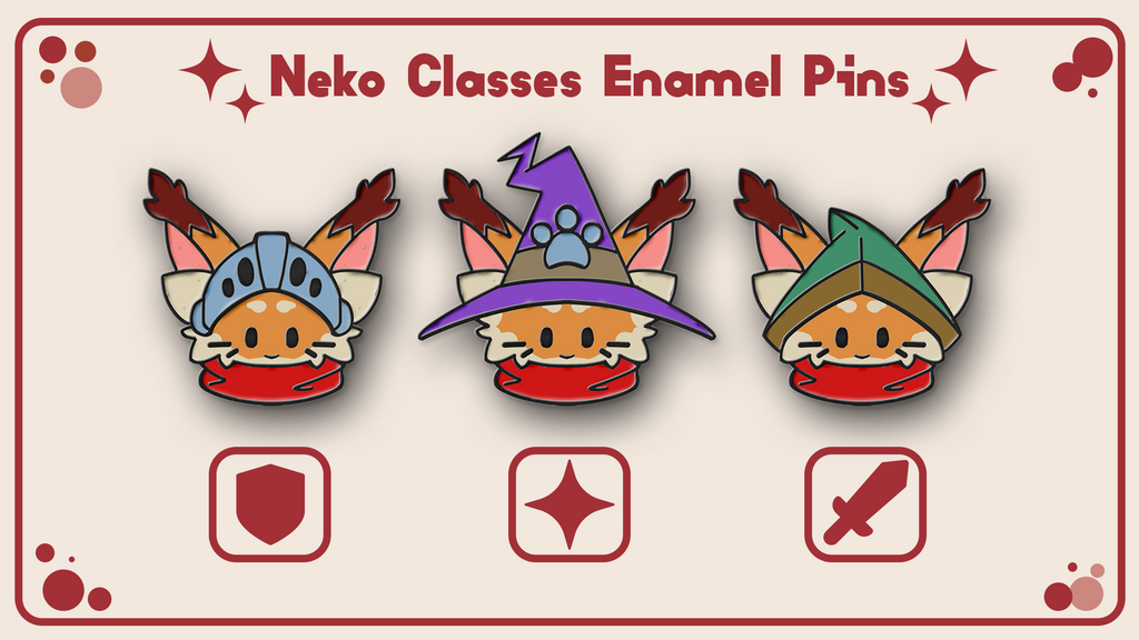 Neko: Pawsome Tale Class Enamel Pins