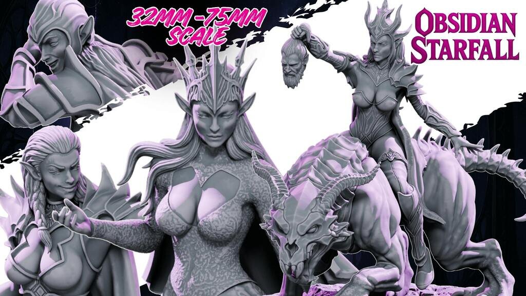 Female Miniature Elf - Obsidian Starfall 3D Printable STLs