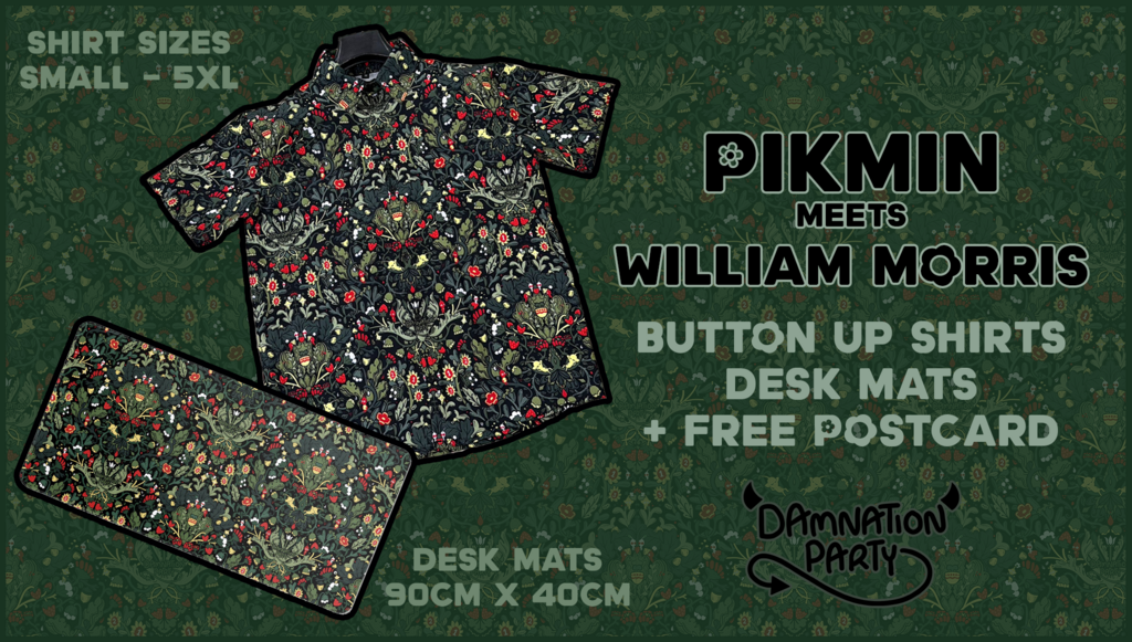 Pikmin Meets William Morris: Button Up Shirts!