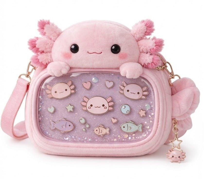 Axolotl Ita Bag and Enamel Pins
