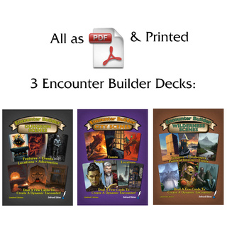 3 Encounter Builder Printed & PDF Decks (City, Dungeon, Wilderness)
