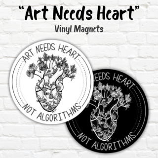 "Art Needs Heart, Not Algorithms" Sticker