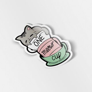 Vinyl Sticker One Meowr Cup Cat