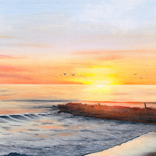 Sunset at Gladstones - Original Watercolor Print