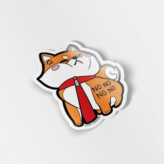 Vinyl Sticker Red Shiba Inu Stubborn NO NO NO NO