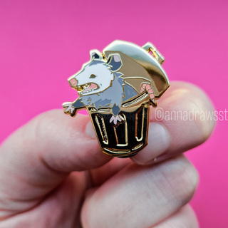 Opossum In Trashcan Pin