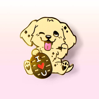 Enamel Pin "I Love U" Golden Retriever